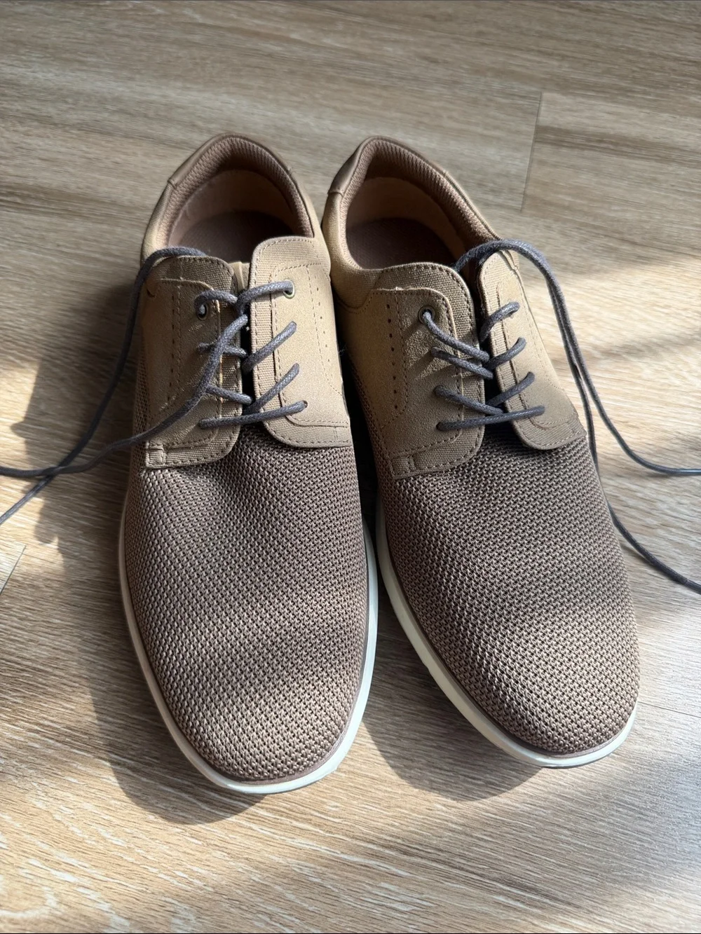 Men's Brown Knit Derby Shoes with Lightweight Sole